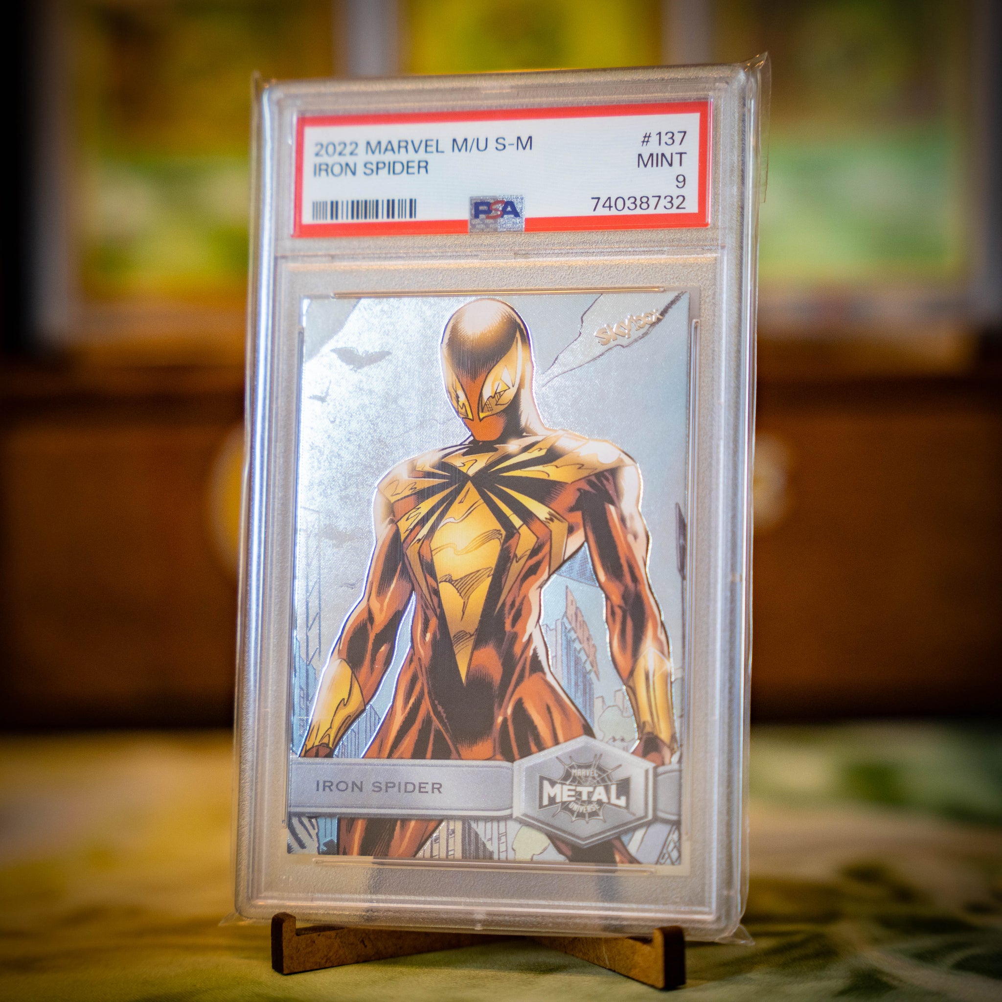 PSA 9 Iron Spider #137 2022 Skybox Marvel Metal Universe Spider-Man